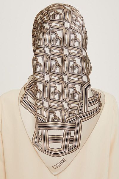 Armine Silk Scarf 2025 Winter - 9213-38 Cream Twill