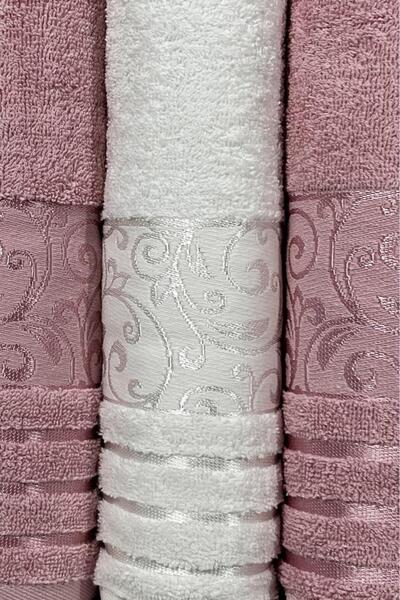 Çeyiz Diyarı Deren Bath Set 4 Pieces Cream - Dusty Rose
