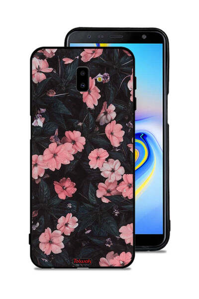 Tolwak غطاء حماية لهاتف سامسونج جالاكسي J6 بلس - لون الخوخ والورود الصغيرة