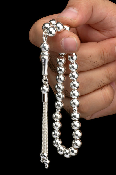 EHİNOS Sertifikalı Erkek Gümüş Tespih 8mm 25Gr Küre Kesim