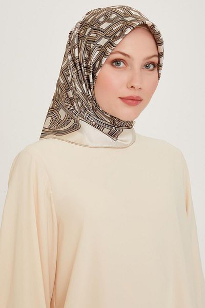 Armine Silk Scarf 2025 Winter - 9213-38 Cream Twill