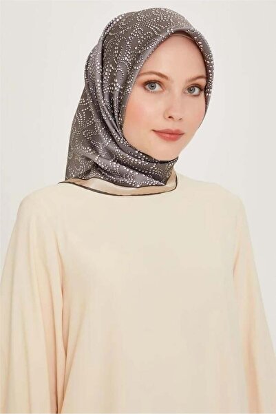 Armine وشاح حريري لشتاء 2025 - 9246-33 قطني رمادي بيج