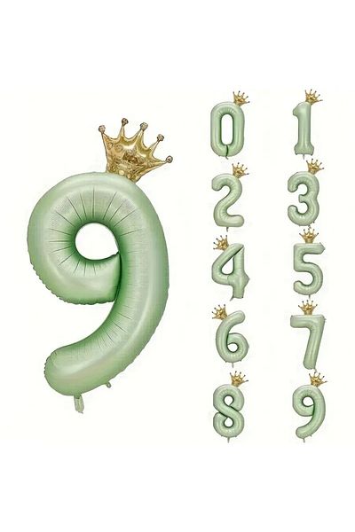 Mini Parti Mini Party Store Green Number Foil King with Crown