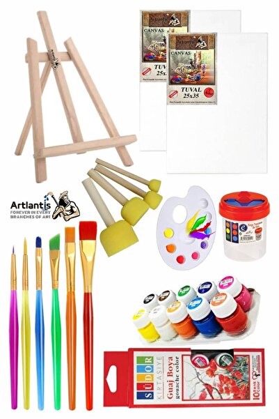Artlantis Мини статив 25x35, платно от 2 части, Südor, 10 цвята гваш бои, ста...
