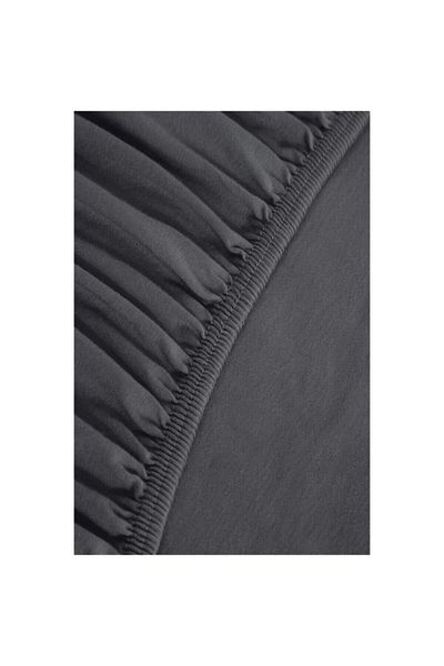 MERTİM Cearşaf de pat elastic King Size din bumbac pieptănat Gri închis 180 X 200