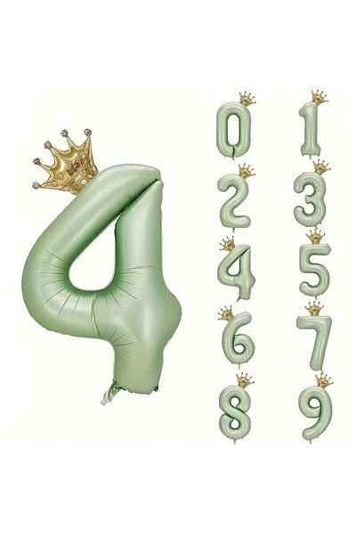 Mini Parti Mini Party Store Green Number Foil King with Crown