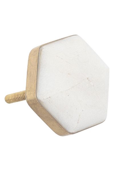 Atmosphera 2-Piece Marbel and Brass Furniture Knob Set White and Gold