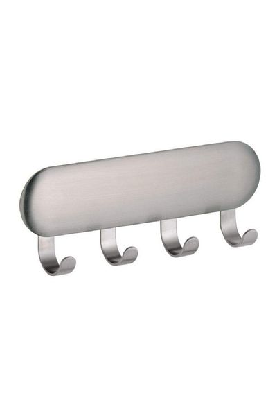 Interdesign 4-Hook Self Adhesive Stainless Steel Key Rack Silver