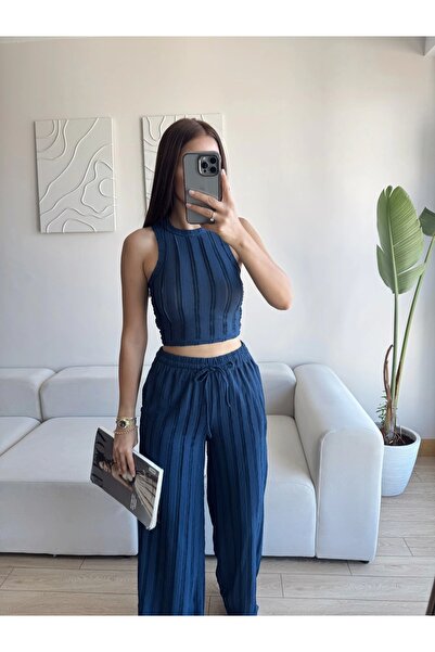 Zoom Butik Halter Fitilli İkili Takım - LACİVERT