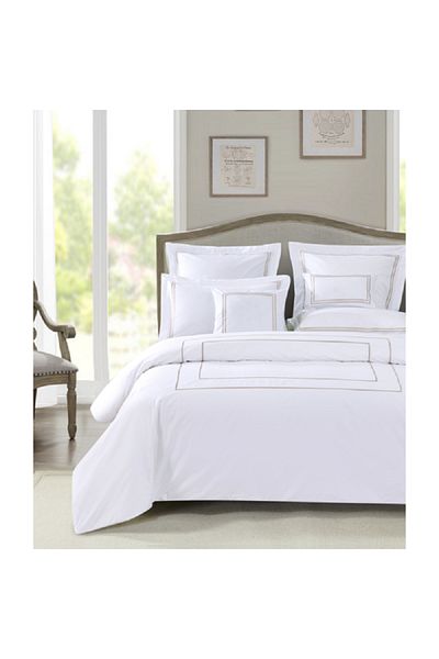 Oceana 2-Piece Home Super Comfortable Twin Size Duvet Cover Set White and Taupe