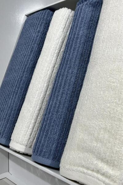 Çeyiz Diyarı Ekol Bath Set 4 Pieces Cream - Blue