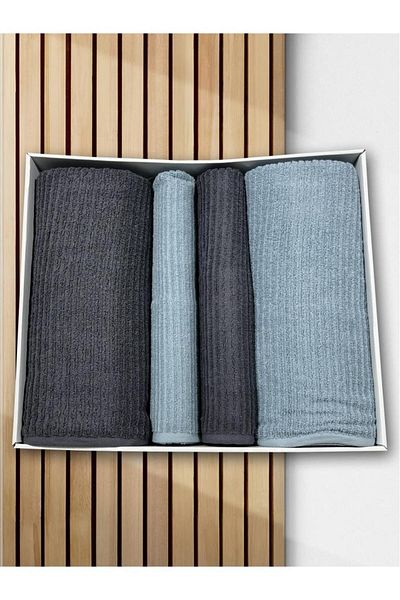 Çeyiz Diyarı Ekol Bath Set 4 Pieces Anthracite - Mint