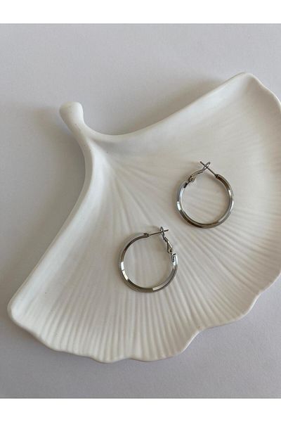 marsel aksesuar Medium Steel Hoop Earrings