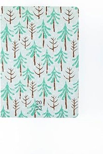 NcK Meteksan, Lotus A5 Pine Tree Pattern Hard Cardboard Cover 2023 Weekly Agenda, 128 Sheets, Unlined