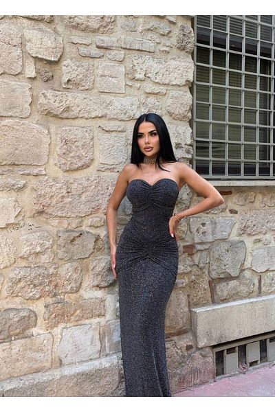 sajarsln Rochie din Lycra Antracit Shiny