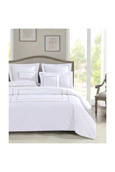 Oceana 2-Piece Home Super Comfortable Twin Size Duvet Cover Set White and Taupe