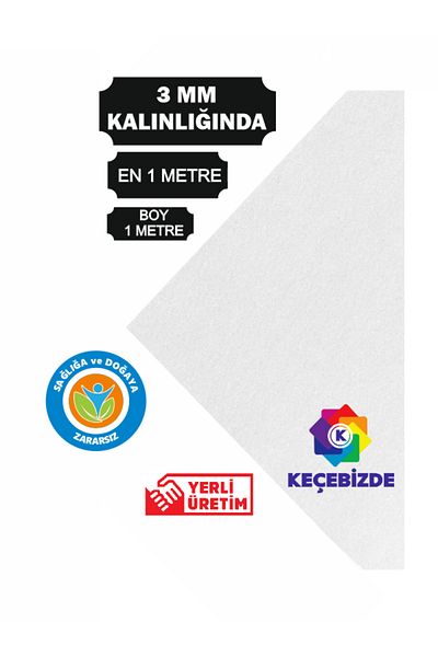 KeçeBizde White Thick Felt 3 mm Thickness 1 Meter