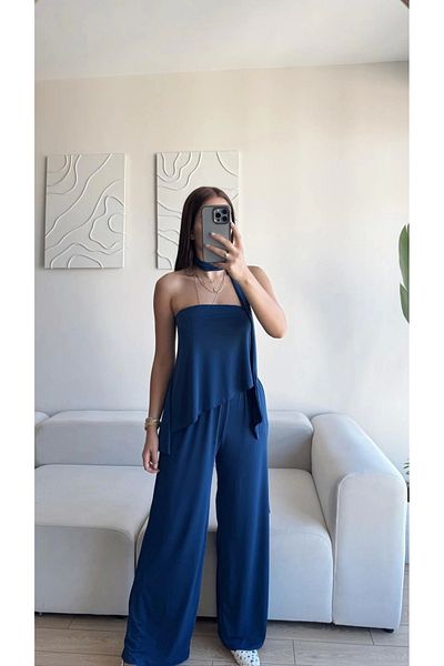 Zoom Butik Flounced Sandy Suit - Indigo