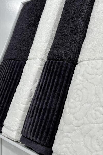 Çeyiz Diyarı Sevgi Bath Set 4 Pieces Cream - Anthracite