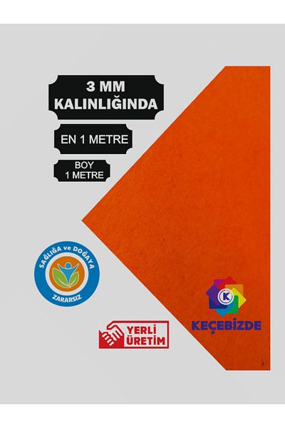KeçeBizde Live Orange Thick Felt 3 mm 1 Meter