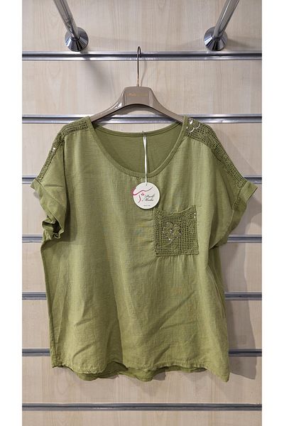 Park Moda Bluză italiană din dantelă cu o singură buzunar