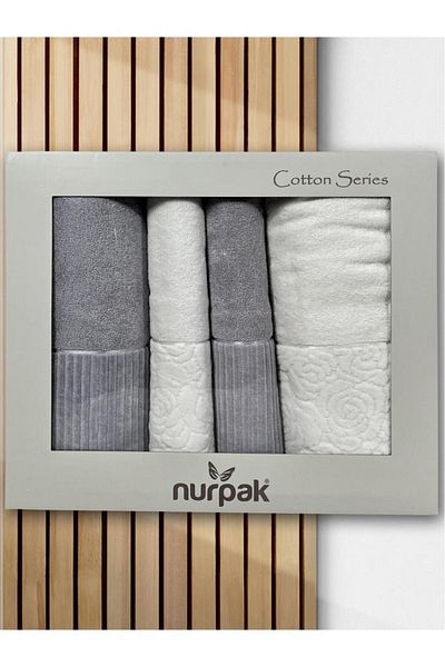 Çeyiz Diyarı Sevgi Bath Set 4 Pieces Cream - Gray