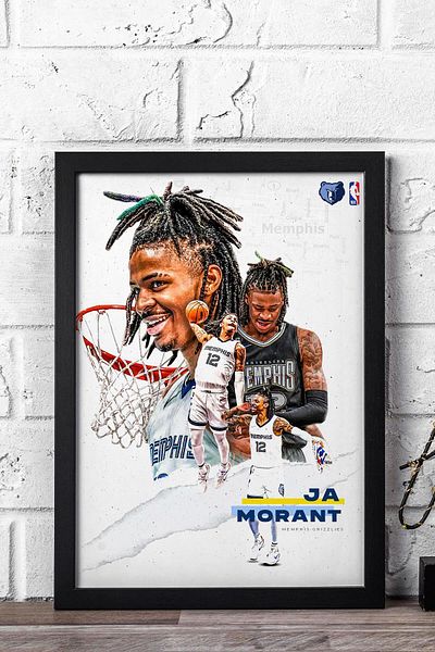 Saturn Pictură cu cadru Ja Morant - Poster NBA Memphis Grizzlies