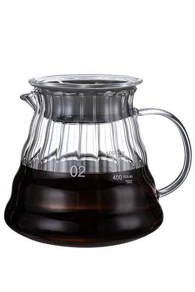 rank Glass Coffee Dripper Server 02 Heat Resistant 600ml - Black