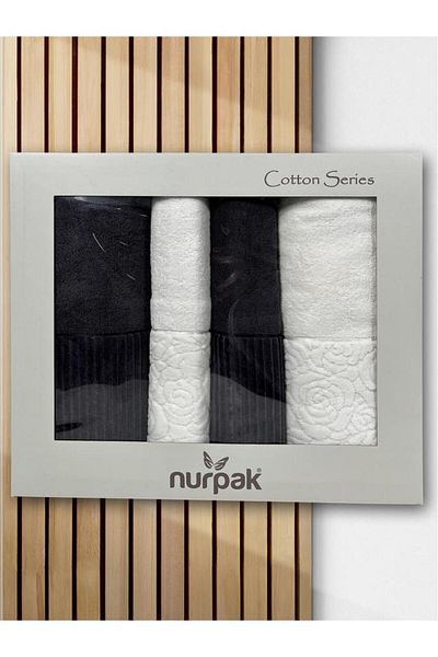 Çeyiz Diyarı Sevgi Bath Set 4 Pieces Cream - Anthracite