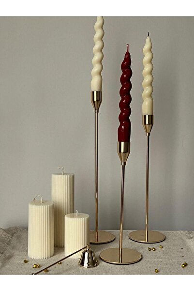 SCA CANDLE Dekoratif Mum Çokgen +Şamdanlık Mum toplam 6 parça