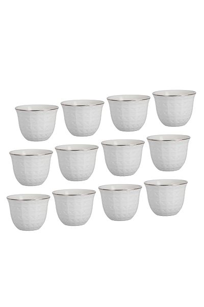 Dania Saudi porcelain coffee cup set with gold line, 12 pieces