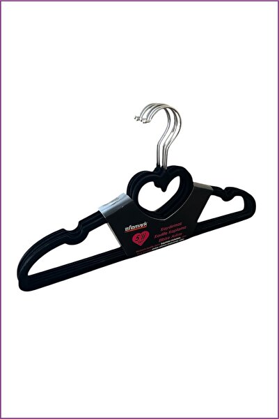 EZMK EV GEREÇLERİ Kalp Desenli Kaymaz Kadife Elbise Askısı 5 Adet