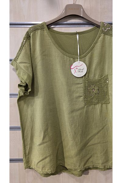Park Moda Bluză italiană din dantelă cu o singură buzunar