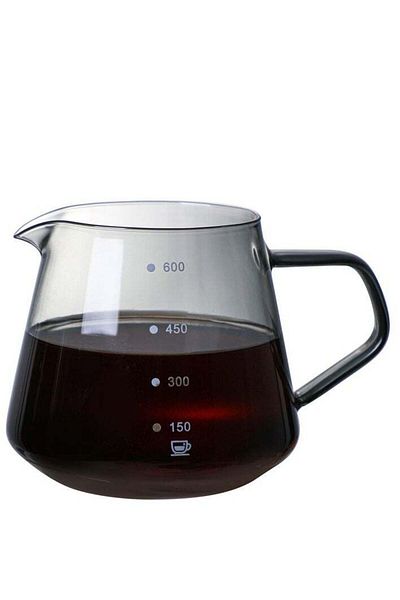 rank Coffee Server Transparent Ribbed Black 600 ml