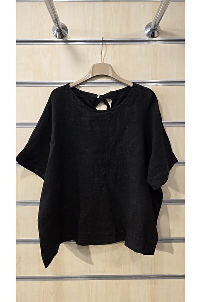 Park Moda Λινό μπλουζάκι με φιόγκο στην πλάτη