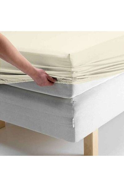 MERTİM Еластичен чаршаф Mertim Cotton King Size, кремав, 180*200