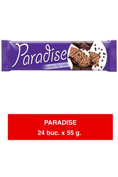 Paradise – Biscuiți cu Fulgi de Cacao – 55g x 24 | Gustare Crocantă cu Ciocolată Intensă