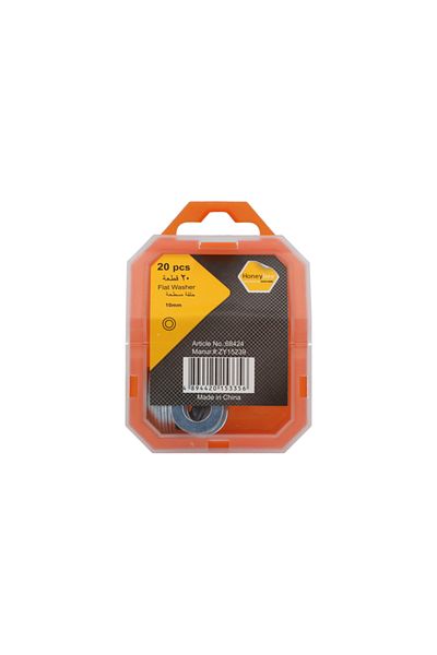 HONEYBEE 20-Piece Durable Steel Flat Washer in Storage Box Silver 10mm