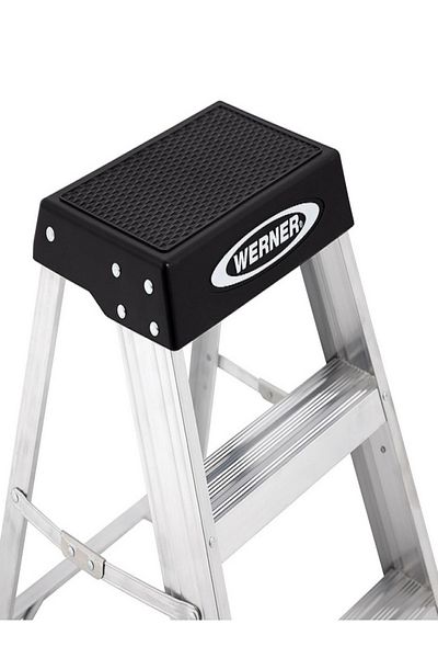 WERNER Durable Aluminum Non Slip Feet Space Saving 3-Step Ladder