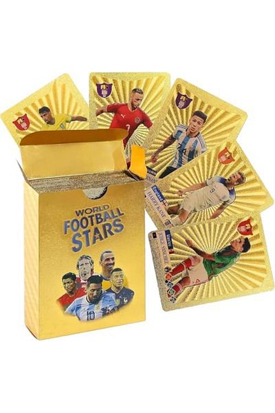 Toybox بطاقات لعب نجوم كرة القدم الذهبية للأطفال والكبار، 55 بطاقة