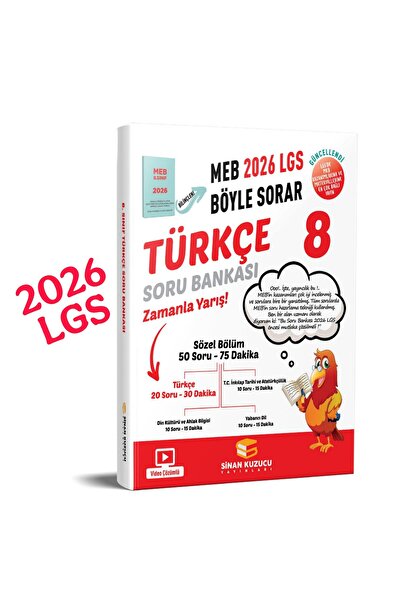 SİNAN KUZUCU YAYINLARI 8. Sınıf 2026 Lgs Meb Böyle Sorar TÜRKÇE Soru Bankası ...
