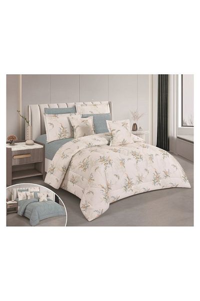 smart home Double-sided comforter set, 8-piece comforter with comfortable inner filling, 8-piece double comforter fits two people's beds