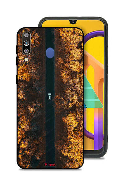 Tolwak غطاء حماية لهاتف سامسونج جالكسي M30 بتصميم طريق في أشجار الخريف