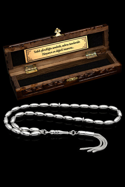 EHİNOS Sertifikalı Gümüş Tespih 5x9.5mm 21Gr Arpa Kesim