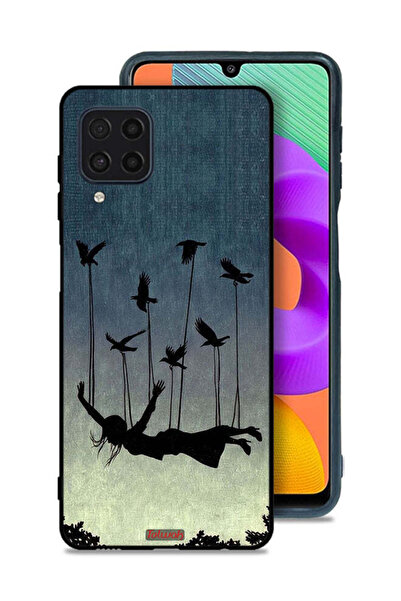 Tolwak Samsung Galaxy M22 Protective Case Cover Birds Holding Fallen Girl