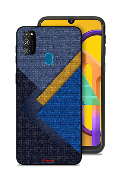 Tolwak غطاء حماية لهاتف سامسونج جالاكسي M30s بنقشة مثلثات جلدية