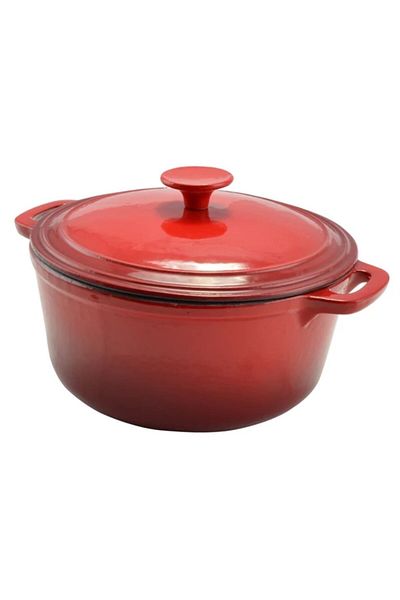 Perfect Home Enameled Cast Iron Pot With Lid 26 Cm, 5.2l – 10566, Red, Ideal For Roast And Bread