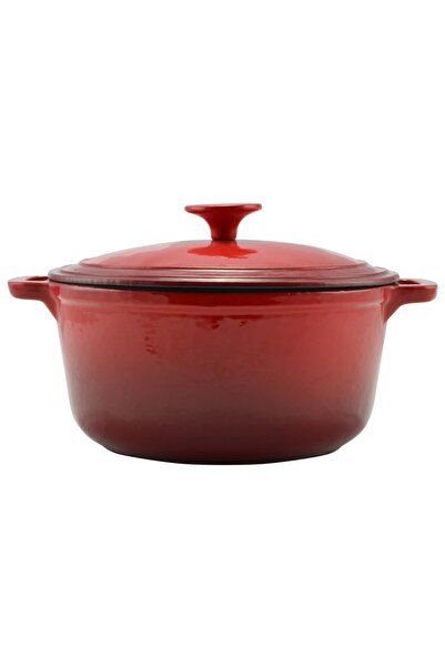 Perfect Home Enameled Cast Iron Pot With Lid 20 Cm, 2.2l – 10565, Red, With High Heat Retention