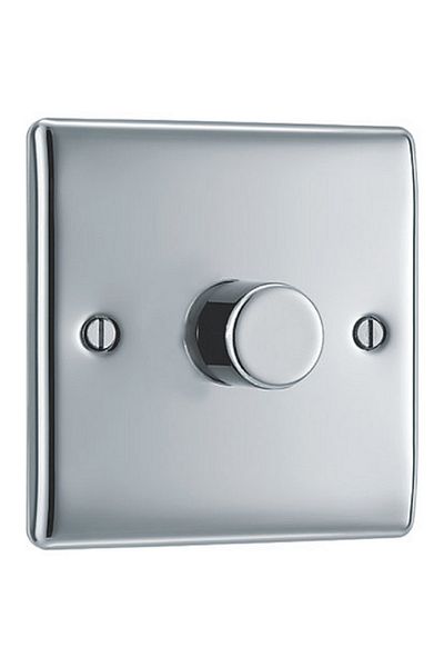 BG British General 400W 1-Gang 2-Way Push On/Off Dimmer Switch Polished