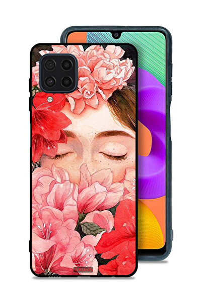Tolwak Samsung Galaxy M32 4G Protective Case Cover Girl Face Hide In Flowers Art
